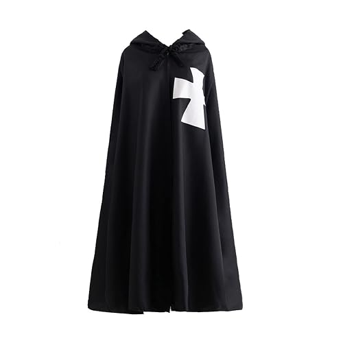 Feynman Disfraz de caballero medieval para hombre, disfraz de caballero templario, cruzado, capa LARP, templo