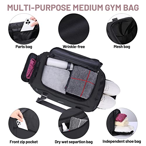 Honymum Travel Duffle Bag (40L) For Men,Medium Sports Gym Bag With Shoe Compartment &Wet Pocket,Weekend Overnight Bags Waterproof Carry On Duffel Bag Backpack For Mens Traveling,Black #TOP2