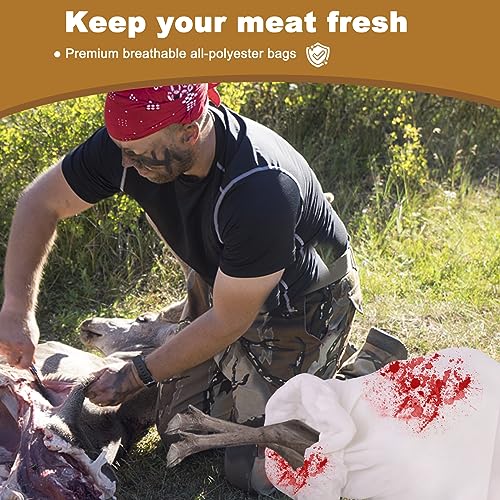 Pacote com 5 sacos reutilizáveis ​​para caça grande, carne de caça, sacos laminados para caça pesada