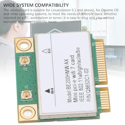 ASHATA 7 Card Adaptador PCIe Mini 8774Mbps 2 Bandas BT 5.4 802.11A B G N AC AX BE200HMW sin antena para PC miniatura 2
