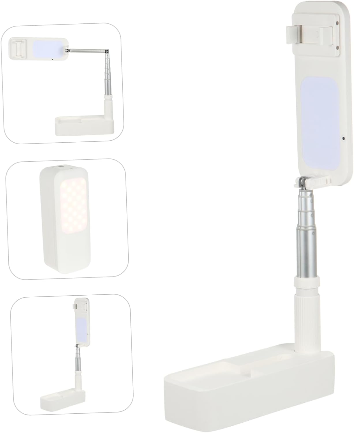 Wireless Phone Holder with Adjustable Fill Light for Live Streaming Retractable Support Stand for Photography Compatible with Smartphones and Tablets