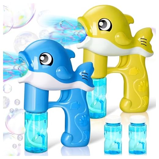 JOYIN 2 Bubble Guns Kit Whale Automatic Bubble Maker Blower Machine with 4 Bubble Solutions for Kids, Bubble Blower for Bubble Blaster Party Favors, Summer Toy, Birthday, Outdoor & Indoor Activity
