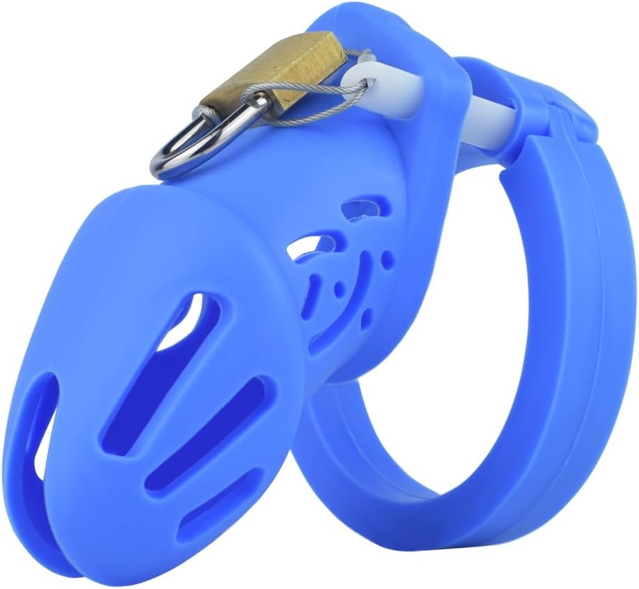 Chastity Cage, Silicone Cock Cage, 3 Keys Male Chastity Devices for Men BDSM Toys, Penis Cage Sex Bondage Restraints, 5 Sizes Rings & 1 Lock, Adult Sex Toys for Men Chasity Cage(Rose red)