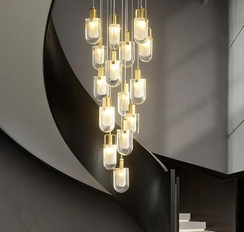 Image of Postmodern Crystal Chandelier Light Duplex Living Room Luxury Creative Hanging Lamps Lighting All Copper Lamp,Hanging Light(Warm White,23 Head)