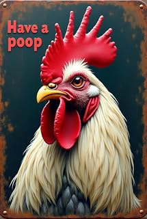 Vintage Chickens Have A Nice Poop Funny Chicken Tin Sign Home Kitchen Garden Bar Pub Restaurant Bathroom are Wall Decor Vintage Tin Sign for Home Church Prayer Room Office Chapel Decor 8x12 Inch
