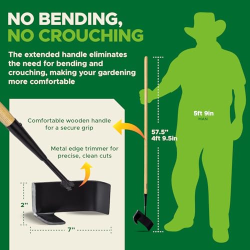 Lawn Edger for Landscaping - Manual Edgers, Edging Shovel for Precise Clean Borders, Manual Edger Lawn Tool, Long Handle Garden Edgers for Landscaping, Flower Beds & Pathways - KWIK EDGE Tool