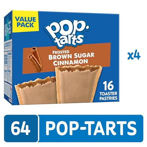 Image of Pop-Tarts Toaster Pastries, Breakfast Foods, Kids Snacks, Value Pack, Frosted Brown Sugar Cinnamon (4 Boxes, 64 Pop-Tarts)
