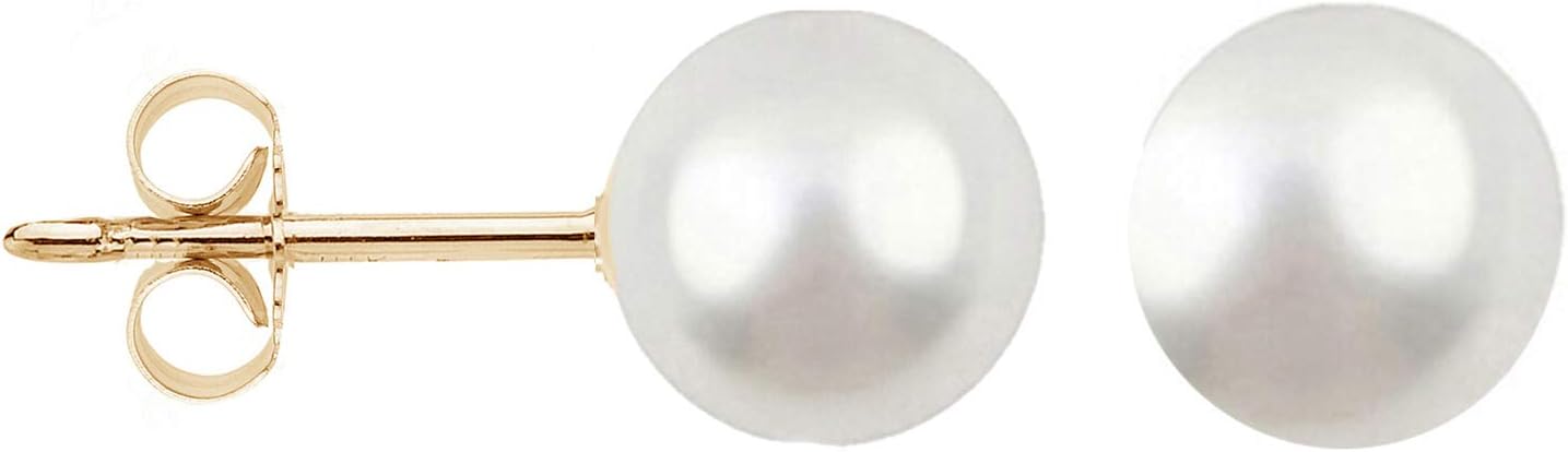 Ritastephens 14k Gold Freshwater Cultured Pearl Stud Post Earrings