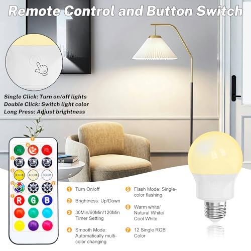 Miniatura 4 de Bombilla Led Recargable Mando A Distancia, Base Magnética, 8w E27 1 Pack
