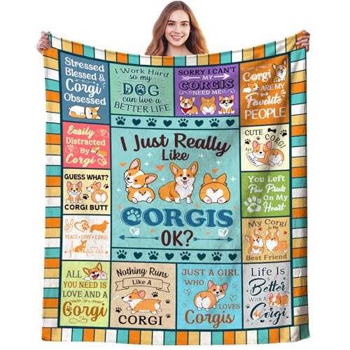 Corgi-Decke für Hundeliebhaber, süße Corgi-Decke aus Plüsch, für Hundeliebhaber, Geschenke für Damen, Herren, Mädchen, Kinder, 203,2 x 152,4 cm