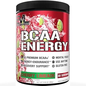 EVL BCAAs Amino Acids Powder – BCAA Energy Pre Workout Powder for Muscle Recovery Lean Growth and Endurance – Rehydrating Post Workout Recovery Drink with Natural Caffeine – Cherry Limeade