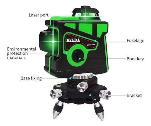 Nível a Laser 12 Linhas Verde Recarregável Esquadro Laser HILDA