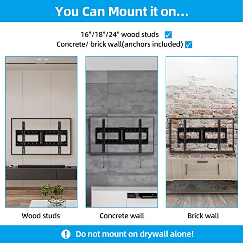Home Vision Fixed Tv Wall Mount, Low Profile Tv Mount For Most 32-75 Inch Tvs, Tv Wall Mount Bracket Max Vesa 600X400Mm Up To 165Lbs Fits 16”-18”-24” Wood Studs, Quick Release Lock #TOP5