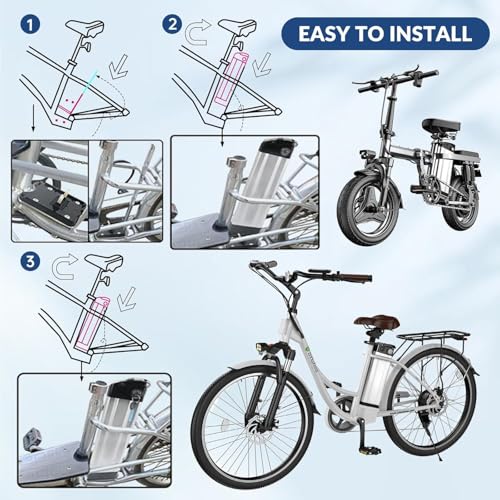 Miniatura 4 de X-Go 36v Batería Para Bicicleta Electrica 360wh 4port De Iones De Litio Li-Ion Recargable Al Motor 250w 350w E-Bike Pedelec Silverfish Batería Y Cargador