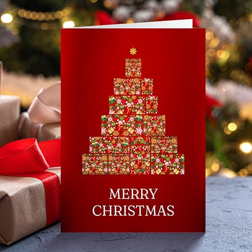 Christmas Cards Boxed Red Card | 30 Pack Xmas Cards Multipack | 6 Unique Christmas Tree Star Bauble Designs Festive Seasons Greetings For Friends Family - Image 7
