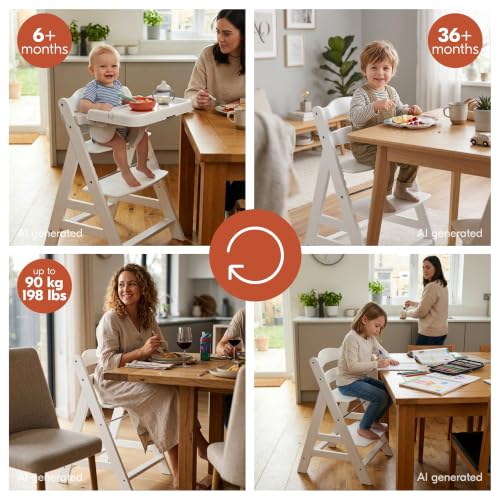 Image of hauck Alpha+ Grow Along Booster High Chair with Tray Table, White