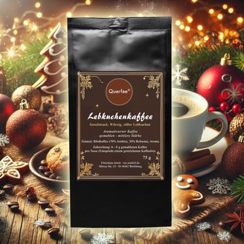 4 x Kaffee mit Geschmack zu Weihnachten Kaffee Geschenk Set - Weihnachtskaffee, Spekulatius, Lebkuchen, Gebrannte Mandeln - Röstkaffee aromatisiert- 4x75 g Probierset (300 g)