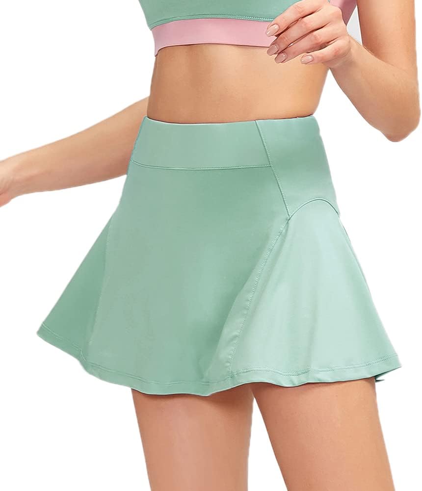Women's Yoga Active Skort Athletic Stretchy Pleated Tennis Mini Skirt for Running Golf Workout with Pockets