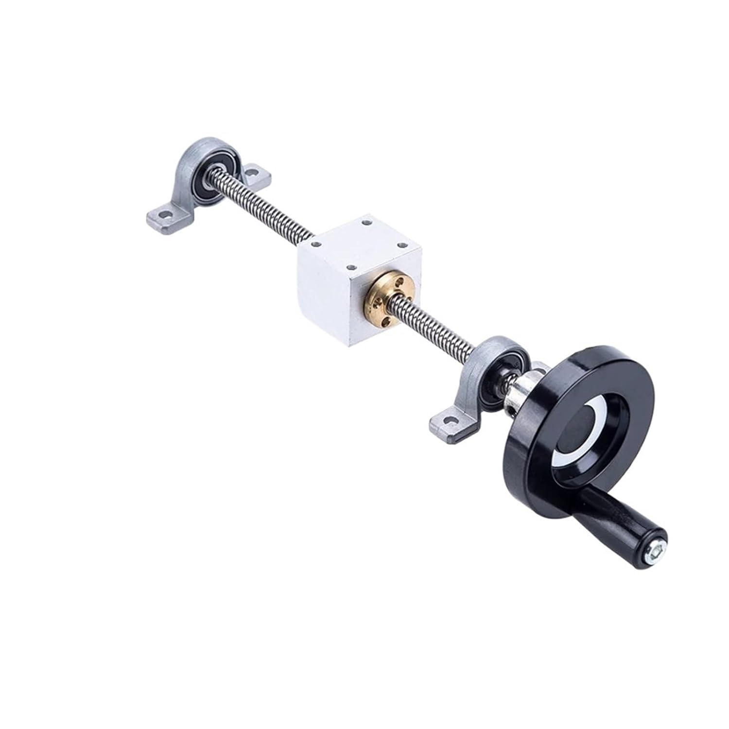 Linear Motion CNC Ball Screw 1SET T8 Lead Screw 8mm 200mm-600mm +Brass Copper Nut+KP08 Bearing Bracket+Handwheel+Housing Bracket(550mm)