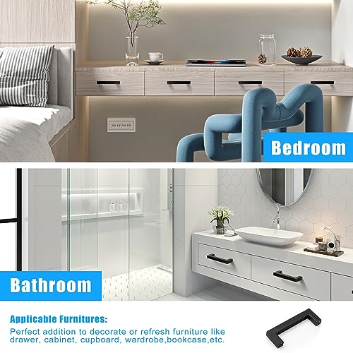 KNOBWELL 20 Pack| 3-1/2 inch Black Drawer Pulls, 90mm Modern Kitchen Cabinet Handle Pulls Stainless Steel, Black Square Bar Handle for Wardrobe Closet Chest Nightstand by KNOBWELL - Used condition - Image 3