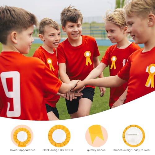 HUTRADE Fun & Vibrant Hobby Horse Rosettes - 4 Pack of Gold, Silver & Pink Bows for Horse Accessories