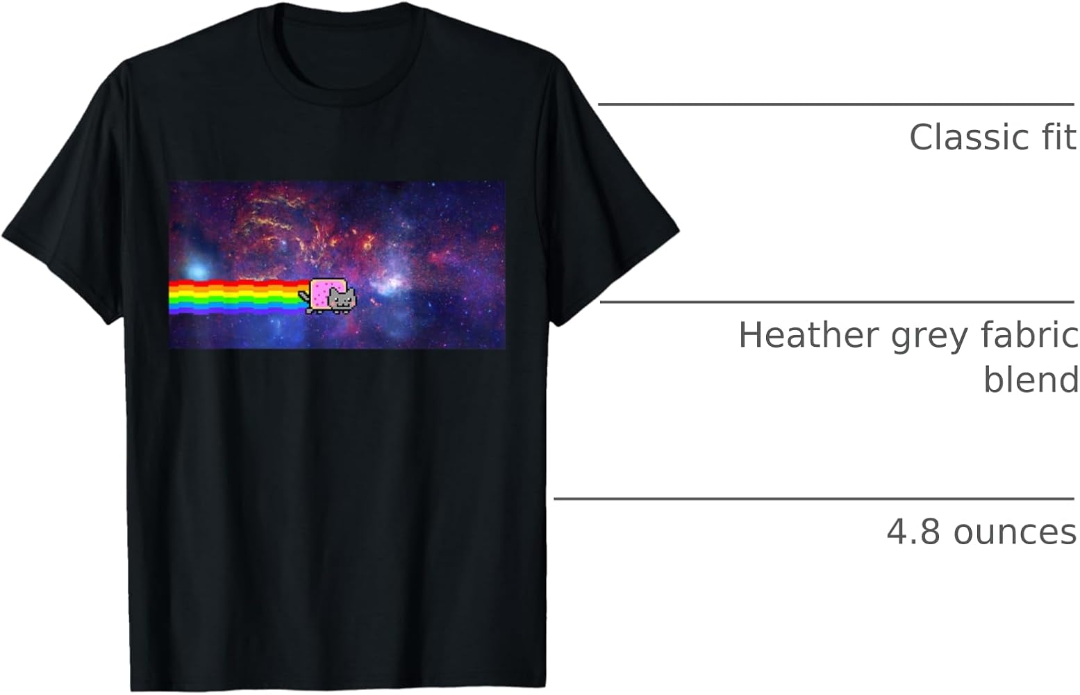 Amazon.com: Nyan Cat Space Shirt T-Shirt : Clothing, Shoes & Jewelry