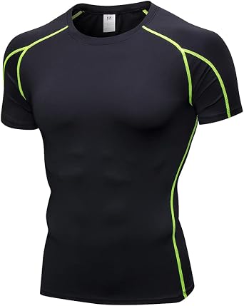 Mens Compression Shirt Short Sleeve Athletic Compression Tops Cool Dry Undershirts Baselayer Gym Workout T Shirt