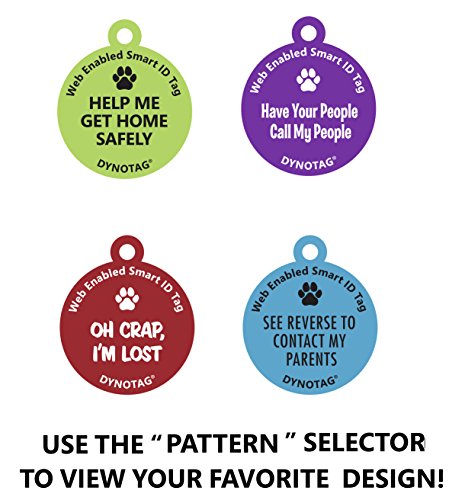 Dynotag® Web Enabled Super Pet Id Smart Tag. Deluxe Coated Steel, With Dynoiq™ & Lifetime Recovery Service. Fun Series (Green: Help Me Get Home Safely) #TOP3