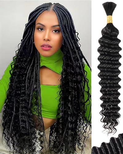 Human Braiding Hair 1 Bundle 50g 22Inch Deep Wave Bulk