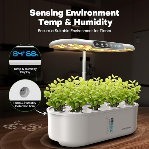 Ahopegarden Hydroponics Growing System kit: Indoor Herb Garden - 12 Pods Plant Germination Kit with LCD Display and LED Grow Light, Smart Temp & Humidity Detection, Planter Grower for Vegetables - Image 7