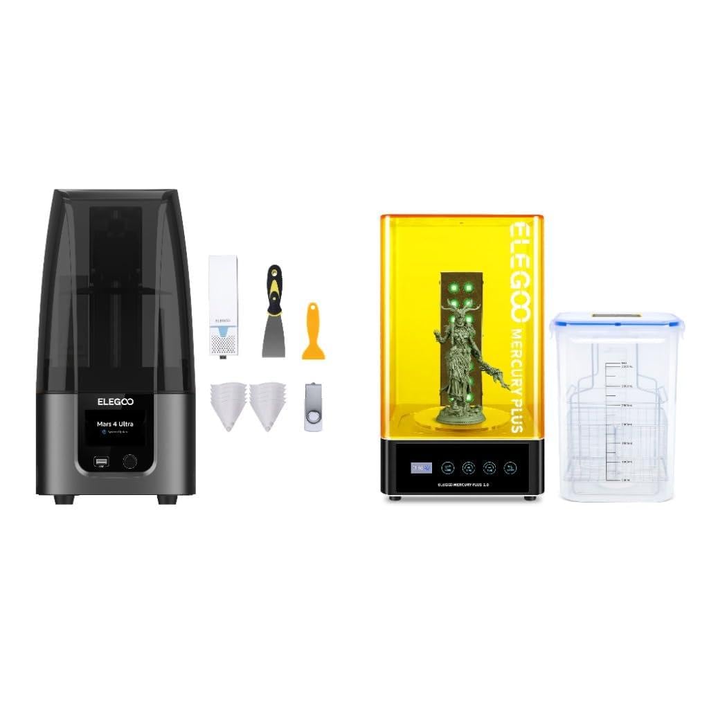 ELEGOO Mars 4 Ultra Imprimante 3D Résine et Mercury Plus 2.0 Wash & Cure Machine
