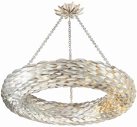 Crystorama Broche 8 Light Antique Silver Chandelier