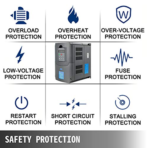 VEVOR Control CNC VFD 220V 7.5 KW 10HP Variable Frequency Drive 50A CNC Motor Drive Controller Inverter Converter 400 Hz 1 or 3 Phase Input 3 Phase Output for Spindle Motor Speed Control
