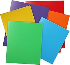 Cesil Plastic Folders with Pockets (6 Pack, Assorted Colors), Durable Heavy Duty File Folders with Business Card Slot, 2-Pocket Folder for Schoolwork & Office,Letter Size