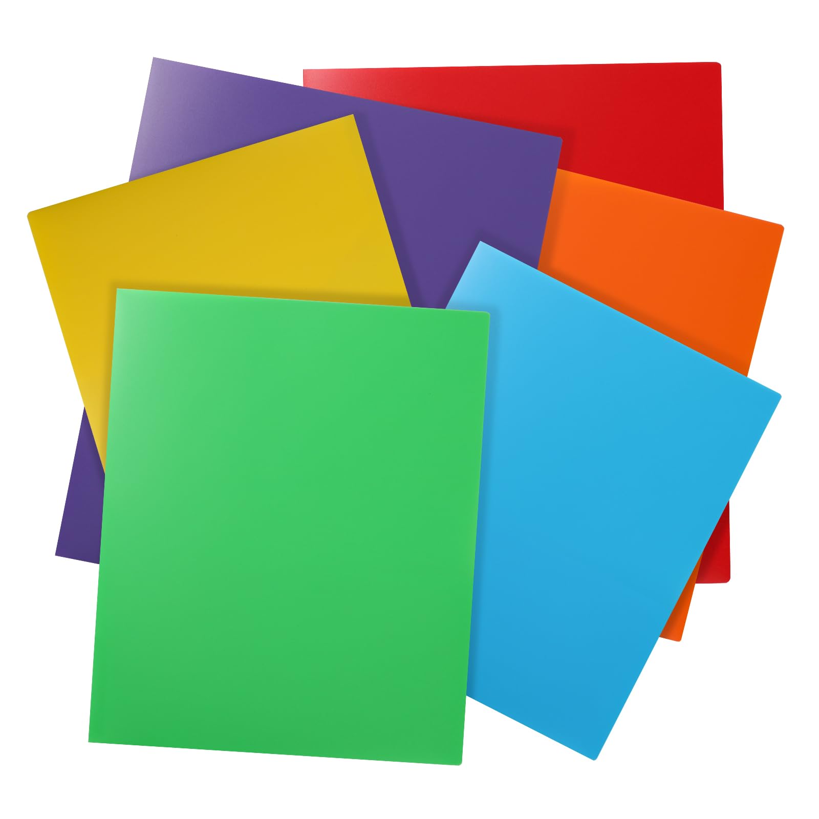 Cesil Plastic Folders with Pockets (6 Pack, Assorted Colors), Durable Heavy Duty File Folders with Business Card Slot, 2-Pocket Folder for Schoolwork & Office,Letter Size