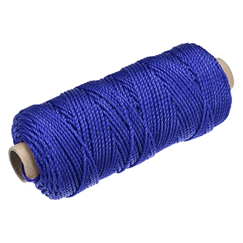 sourcing map Torcida Albañil Línea Nylon Cordel Cuerda Cordón Azul 100M/109 Yardas 2mm Diámetro para Redes, Paisajismo, Hogar Mejora, Bricolaje Proyecto, Artesanía, Albañilería