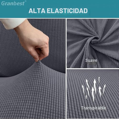 Miniatura 3 de Granbest Fundas Para Sillas De Comedor De Alta Elasticidad, Ajuste Universal, De Jacquard, Extraíbles, Para Comedor, Cocina, Restaurante Y Hotel Juego De 4, Gris
