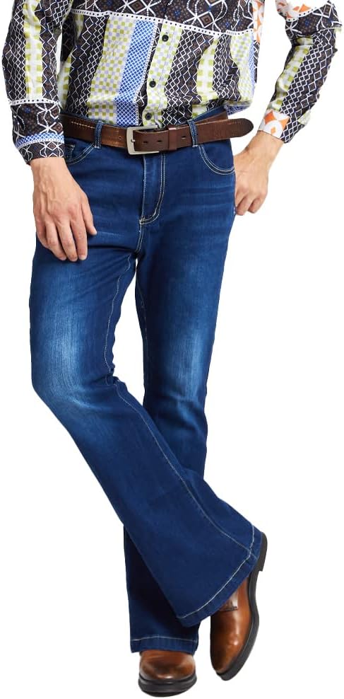 Mens Bell Bottom Jeans 70s Outfits for Men,Mens Bell Bottoms Disco Pants Bell Bottom Pants Jeans for Men - Image 2