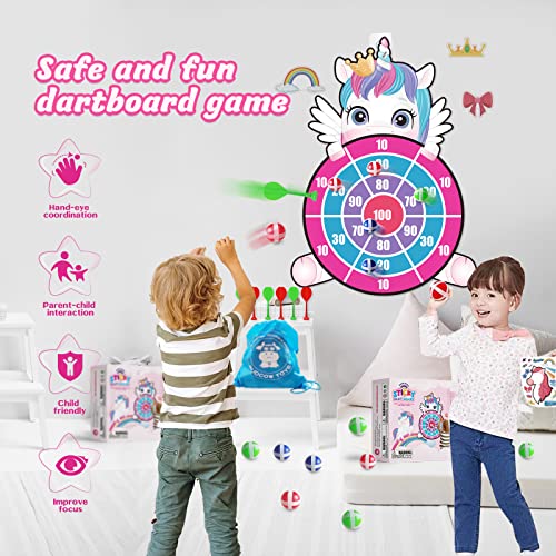 Budcow 30" Dart Board For Kids, Unicorn Dartboard Toys For 3 4 5 6 7 8+ Years Toddlers Boys And Girls, Kids Sports&Outdoor Play Toys Indoor Sport Outdoor Fun Party Favors #TOP2