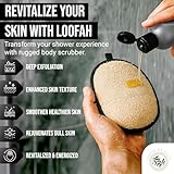 Rugged Natural Shower Loofah for Men - Tough Exfoliating Body Scrubbers, Durable & Gentle Terry Towel Cloth pad for Manly Skin Care - Lufas, Luffa, Loufas Sponges - Image 2