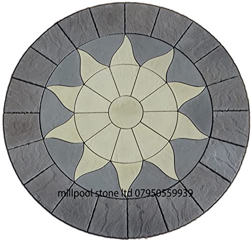 Charcoal 2.56m Paving Sun Circle Stone Patio Garden Feature 
