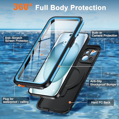 Oterkin Magnetic Stand for iPhone 15 Case Waterproof IP68, Blue by Oterkin - Used condition - Image 6