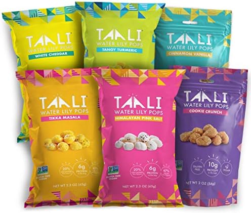 Taali Sweet and Savory Variety Popped Water Lily Pops - Try 6 Flavors! | Sweet, Salty, Savory Assortment | Protein Boost | Snack on the Go (2 oz/2.3 oz. bags)