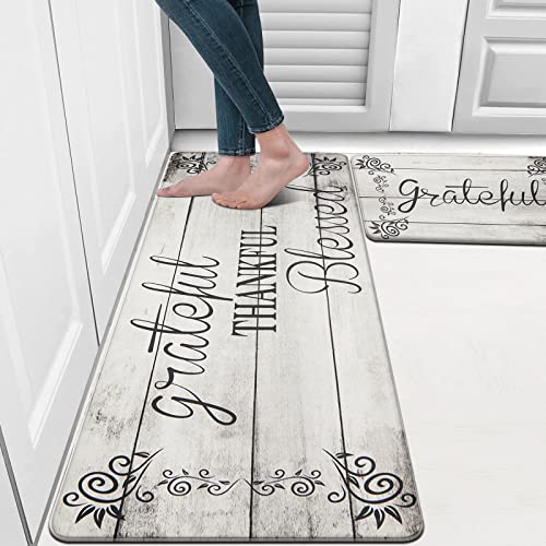 Hebe Anti Fatigue Kitchen Mat Set Of 2 Non Slip Farmhouse Kitchen Rug Sets With Runner Waterproof Cushioned Kitchen Carpet Comfort Standing Mats For Home Office Laundry Room #TOP12