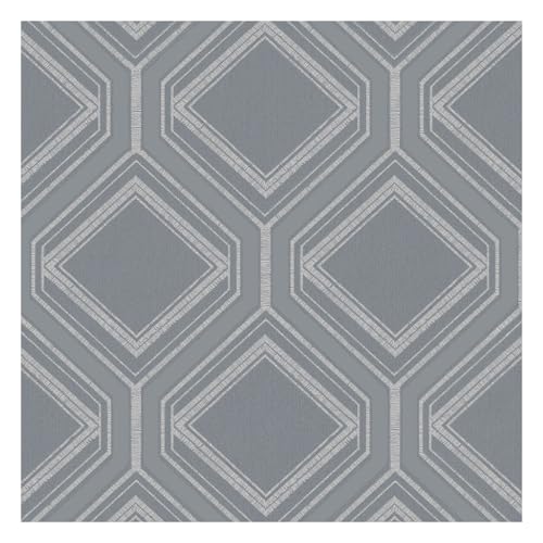 Superfresco Saville Row Geometric Slate Grey Metallic Wallpaper