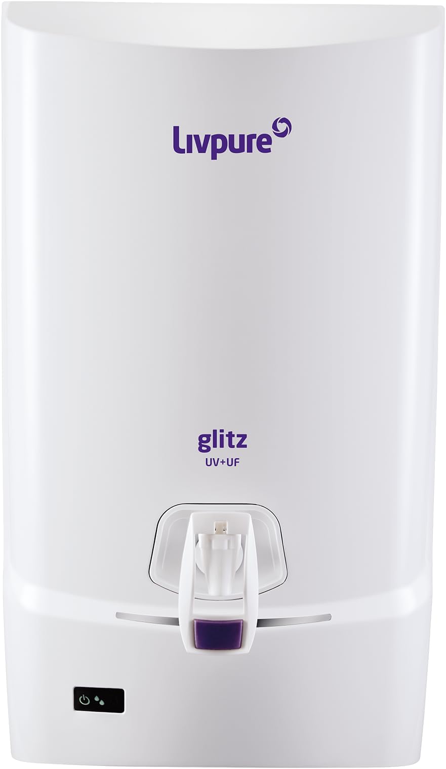 Livpure Glitz Pure UV+UF Water Purifier with 7 L tank capacity - Suitable for Municipal Water, TDS upto 250ppm (White) (Not Suitable for tanker or borewell water)