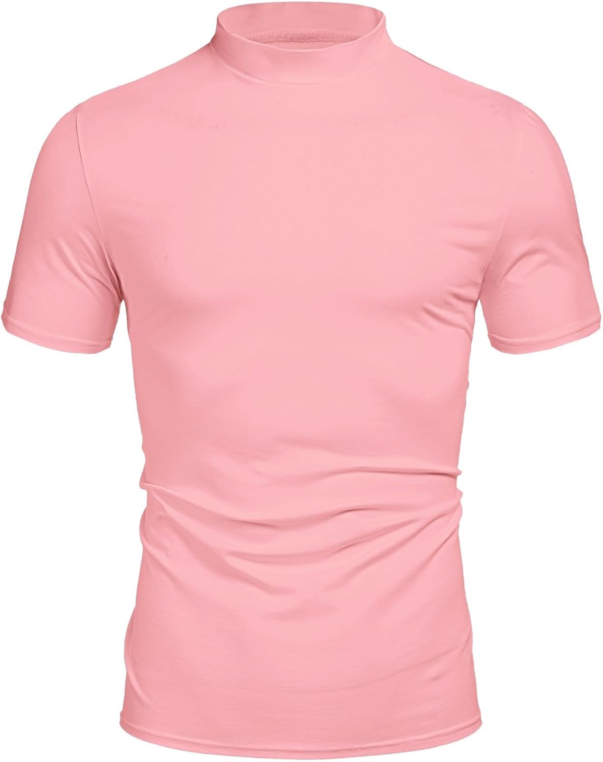 Poriff Mens Casual Turtleneck Mock Neck T Shirt Slim Fit Short Sleeve Summer Basic Tops - Image 2