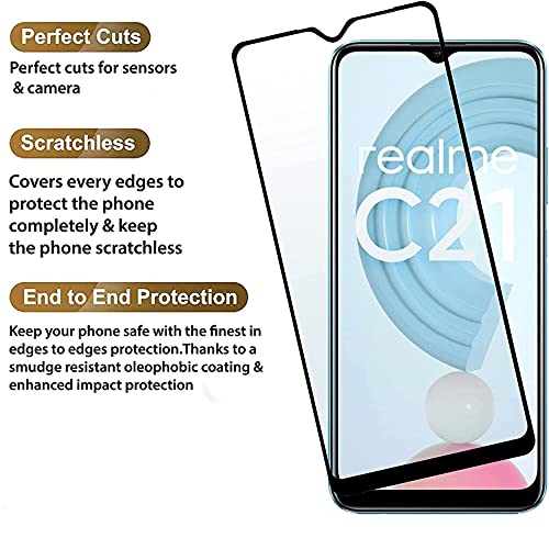 Image of Screen Protector for RealMe C25 | C21 | C21Y | C20 (Black) Tempered Glass Edge-to-Edge 6D Screen Guard With Installation Kit