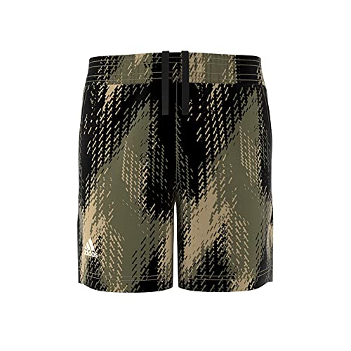 adidas Boy's Printed Shorts (Little Kids/Big Kids) Beige Tone/Black/Focus Olive MD (10-12 Big Kids)