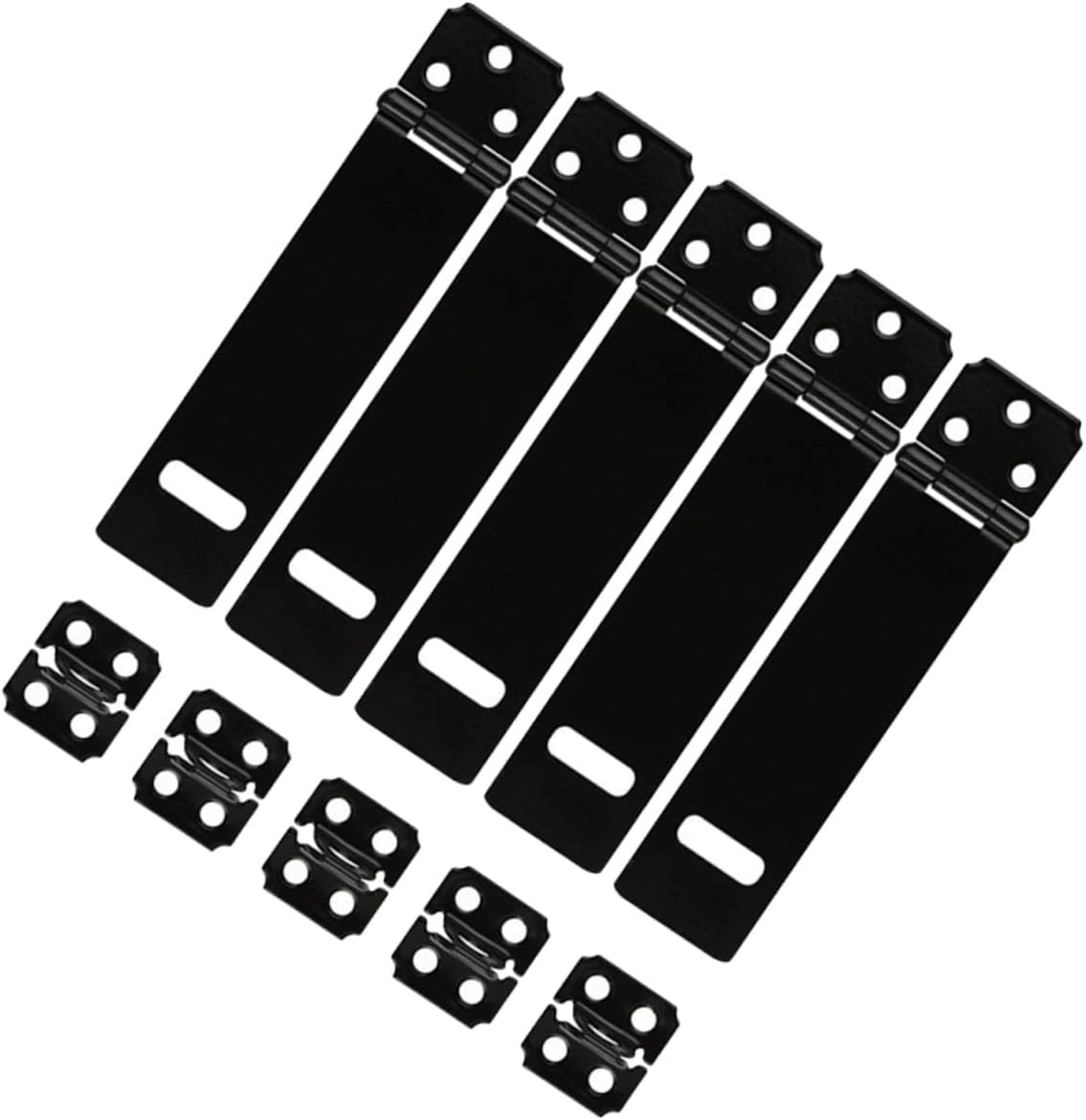 5pc Iron Padlock Hasp Latch for Gates Cabinets Black Door Locking Hardware Concealed Screws for Enhanced Security Easy to Install Reliable